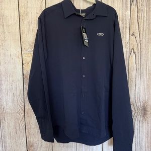 New Under Armour Audi Mens Size XL Dark Blue Long Sleeve Button Up Shirt NWT